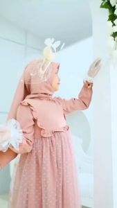 Gamis Melody Dress Kids Perempuan 4-7 Tahun Bahan Shakila Mix Tile Dot Pesta Anak Elegan Terbaru 2023 Murah