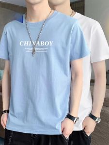 ROMON | Romon Mens Loose Casual Cotton Short Sleeve T-Shirt Breathable Thin Round Neck Top For Summer Fashion Trend Basic Tee