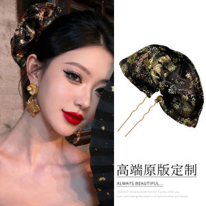 New Chinese Style Fan-Shaped Embroidered Pattern Chopsticks Cold Style High-Grade National Style Horse Face Dress Hairpin Up-do Hairpin Step Shake