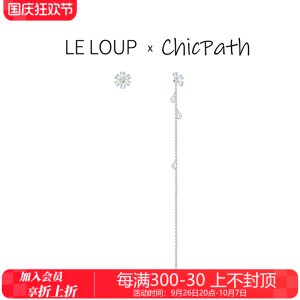 Le Loup Zhao Liying Same Style Wind Daisy Asymmetric Earrings Eardrops Long High Grade Sense Non-mainstream Slimming