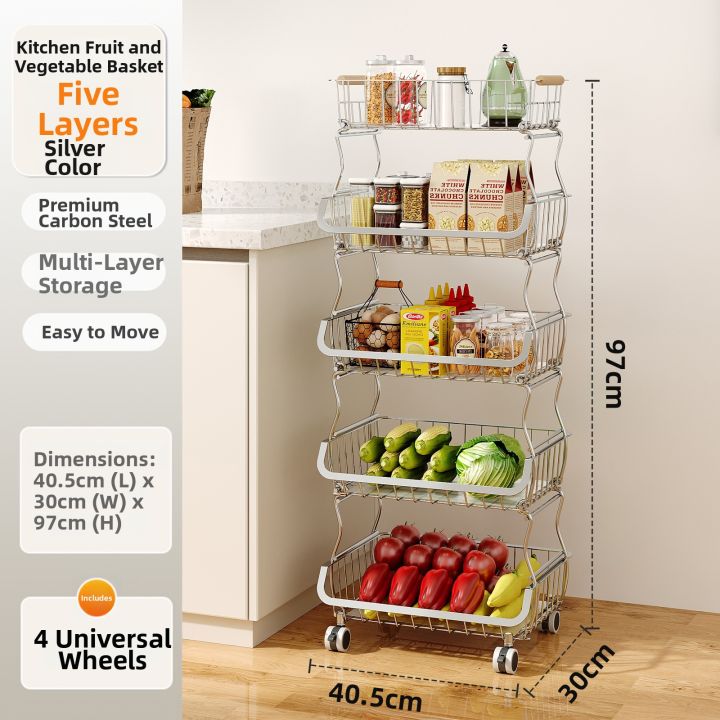 Multi-layer Floor-standing Vegetable and Fruit Storage Rack | Lazada ...