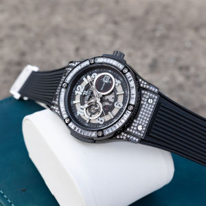 Đồng Hồ Cơ Khí Cao Cấp OBLVLO Nam 44mm Mặt Số Đính Kim Cương Chức Năng Lịch Dây Cao Su Máy Miyota Tự Động HM-GT