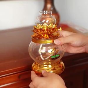 SXH  Liquid Butter Lamp for Offering to Buddha Household Buddha Offering Lamp Eternal Oil Lamp Butter Lotus Lamp Buddhist Supplies