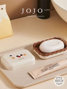 JOJOS L. PD.Patrol Dustproof Waterproof Soap Dish Cover Drain Bathroom Simple Style Toilet Accessories Cartoon Element