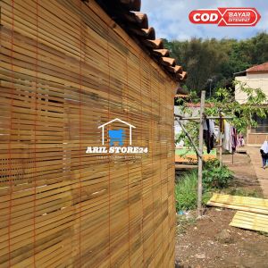 Tirai bambu teras depan rumah ukuran 3 x 2 meter free paku sama keretan