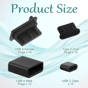 4 Types Silicone USB Dust Plugs Waterproof Port Caps for USB A Type C Male Female Anti Dust Phone Charging Protector