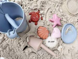 Premium Silicone Beach Bucket Sand Toy Set | Mainan Ember Cetakan Pasir Pantai Anak Bayi