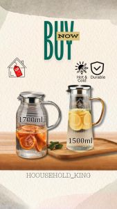 1500ml / 1700ml Jug Air Borosilicate Glass Water Jug Air Kaca Pitcher Jug with Cover and Filter