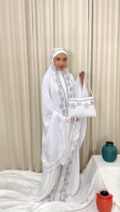 Mukena Dewasa 2 in 1 Bordir Bunga Songket Rayon Premium Jumbo