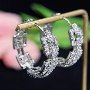 ต่างหูห่วงกลมขนาดใหญ่ของผู้หญิงประดับเลื่อมคริสตัลประกายเล็กๆสีเหลืองชุบทองคุณภาพสูงงานเลี้ยง SE887 เครื่องประดับหูสำหรับงานเลี้ยง