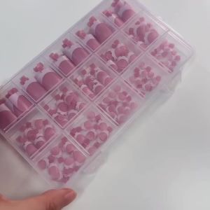 150Pcs Summer Short Square French Fake Toenails White Edges Pink Press On Foot Nails for Elegant Women Pedicure Salon False Toe