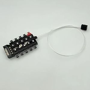 Bộ HUB ROG 10 Cổng Chia Fan 12V 4 Pin Với Nguồn Cấp Điện SATA ( Kèm Dây PWM 40cm )