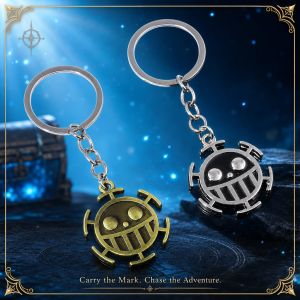 Bandai | One Piece Anime Stainless Steel Keychain Evil Smile Japanese Manga Collectible Creative Unique Student Backpack Charm Gift