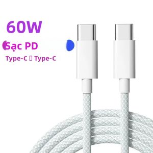 Cáp Sạc Nhanh PD 60W USB-C Sang USB-C Nhiều Màu Cáp Dữ Liệu Dệt 1M 1.5M 2M Dây Chuyển Đổi Type C Sang Type C Để Sạc Nhanh