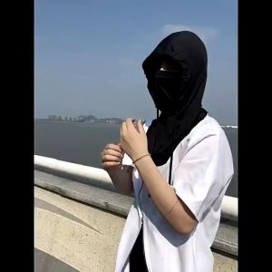 Full-face sunscreen cap Ice silk full face mask Drawstring Headscarf Hat Men And Women Ice Silk Neck Muslin Face