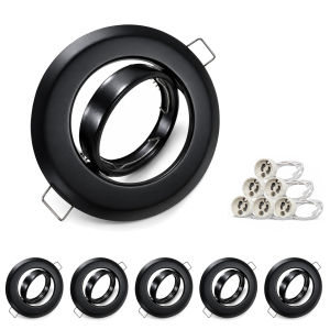 JOYINLED 6Pcs GU10 Recessed Spotlight Frame Tilt Adjustable Ceiling Downlight Fitting with GU10 Lamp Holder for 50mm Bulb