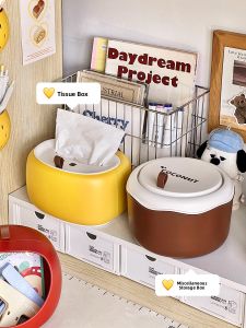 Adorable Large Capacity Tissue Box Dormitory Desktop Storage Box Student Bedroom Paper Towel Organizer High Aesthetic Value