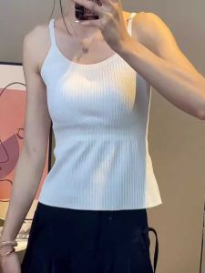 plus Size One-Piece Chest Pad Tank Top Womens Inner Wear Summer Slimming Outerwear Short Style Commute Pure Color