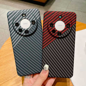 Ultra-Thin Carbon Fiber Pattern Huawei Mate60 pro Phone Case Business Style Full Lens Protection Mens Trendy Anti-Fall Simple