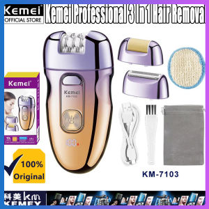 Kemei อุปกรณ์เครื่องกำจัดขนไฟฟ้าอเนกประสงค์ชาร์จไฟได้ USB จอแสดงผลดิจิตอลอุปกรณ์กำจัดขนของผู้หญิงอุปกรณ์บดผิวหนังที่ตายแล้ว