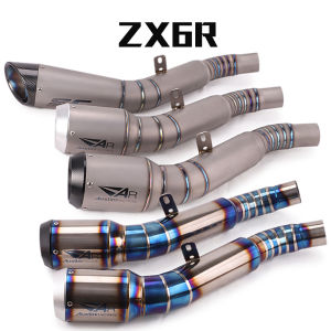 Titanium Alloy For Kawasaki NINJA ZX-6R ZX6R 636 2009-2024 Motorcycle Exhaust Muffler Escape Moto Middle Link Pipe Slip On Modify Exhaust Link Pipe Muffler