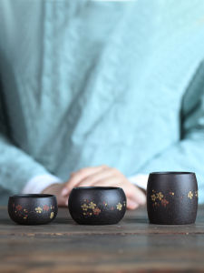 Yixing Purple Clay Cup Handmade Carved Mud Drawing Plum Blossom Cup Large Medium Small Size Owner Guest Home Tea Drinking Cup