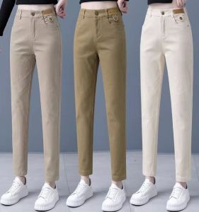 Casual Harem Jeans Womens High Waist Stretchy Slim Fit Straight Leg Pants Autumn Versatile New Style Small Footwear