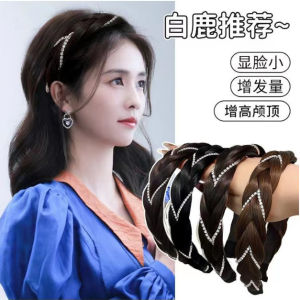Fashionable Pearl Diamond Hair Weave Headband Womens Summer Unique Personality Braided Fishbone Hair Accessory Hairband