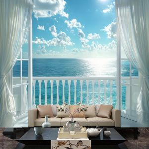 VIKAMA Bãi Biển Nhiệt Đới Hoàng Hôn Tấm Thảm Treo Tường Cho Phòng Ngủ Phòng Khách Trang Trí Nhà Sợi Polyester Chống Thấm Nước Có Thể Giặt Bằng Máy