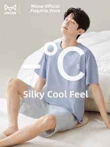 MiiOW | Men Sleepwear Set Light Ice Silk Cool Big Size