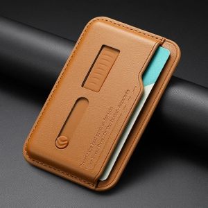 LS | Phone Card Bag Strong Magnetic Macsafe Card Holder Wallet For Magsafe iPhone 17 16 Pro Max Samsung With Finger Ring Wrist Strap