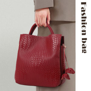 Aidrani  Genuine leather fashion womens handbag large capacity luxury weaving patterns cowhide bag