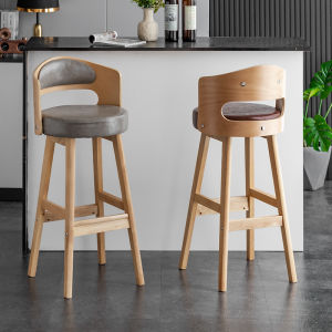 เก้าอี้บาร์สไตล์นอร์ดิก ทรงเรียบง่ายหรูหรา สวมใส่สบาย หน้าตาทันสมัย ชานสูง พื้นไม้แท้ ที่นั่งสำหรับบ้าน