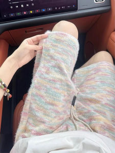 Colorful Cashmere Knitted Shorts Mens Summer American Vintage Drapey Casual Sport Five-Quarter Length Fashionable Teenage Shorts