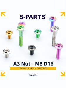 s-parts | A3 Umbrella Head Titanium Alloy Screws M8 L15-50D16