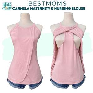 Bestmoms - Carmela Overlap Sleeveless Maternity and Nursing Breastfeeding Pregnancy Blouse Top