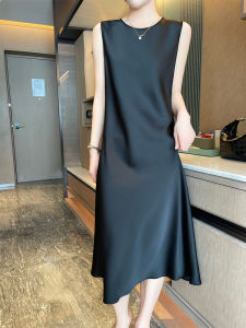 Elegant Round Neck New Design Strapless Silk Acetate Midi Dress