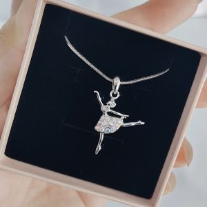 SO SEOUL Ballerina Dancer First Arabesque Ballet Austrian Crystal Pendant Necklace-Gift for Girls