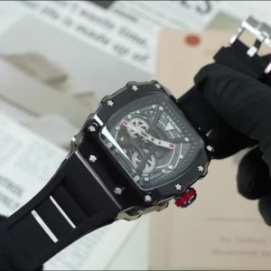 Deesio Wine Barrel Shaped Transparent Case Fully Automatic Mechanical Watch Durable Watch Strap Fashion and Trendy Mens Watch