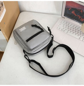 Casual Canvas Crossbody Bag for Men Summer 2024 Portable Single Shoulder Phone Bag Youth Soft Handle Zipper Closure Nylon Fabric