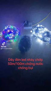 Dây đèn LED trang trí nháy chớp 50m / 100m/20m/10m/5m trắng vàng nhiều màu cây thông nhà sân vườn giáng sinh năm mới tết