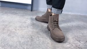 ALVIN Brown Boots For Men Korean Fashion Mens Boots Simple High-Top Leather Ankle Boots