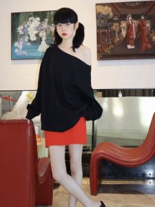 VKSOD | Korean Style Lazy Chic Short Skirt Set Casual Fashion Hot Girl Shoulder Bared Top Bottom Half Length Womens Autumn Wear