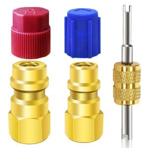 1 Set R12 To R134a Conversion Kit Air Conditioner Filling Valve Fittings Port Adapter Retrofit Quick Disconnect Couplers