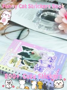 Cat Dog Pets Meme Sticker Book 30 Pages 800+ Die Cut Stickers 3 Coating Types Scrapbook Journal Planner Premium Art Paper Cute