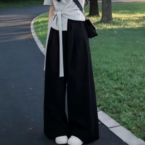 VKSOD | Korean Style Design Short Sleeve Tee and Loose Trousers Two-Piece Set