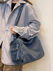 Túi Đeo Chéo Một Bên Vai Vải Bò Dễ Phối Cổ Điển Kiểu Nhật Túi Vải Bố Phong Cách Hồng Kông Nghệ Thuật Sức Chứa Lớn Thường Ngày Học Sinh Nữ Nam