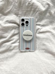 Sherry*ins Gentle Salt System Simple Blue White Striped Double Layer  17ProMax Phone Case Suitable for 16Pro Niche 15 Cartoon 14 Girl Heart 13  And Elegant