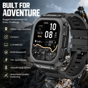 2026 850mAh Battery SmartWatch for Men GPS Tracker 5ATM Heart Rate Flashlight 2.13" AMOLED Screen Compass Smart Watch for Men