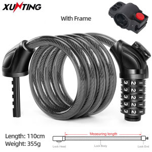 Xunting 54cm/78cm/110cm Bike Lock Electric Password Steel Wire Cable Lock Combination for Anti-Theft LocksCycling Accessories